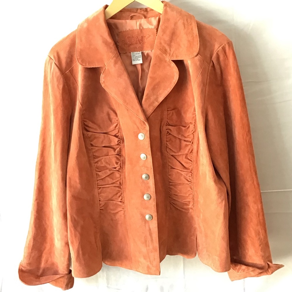Tangerine suede jacket, EUC